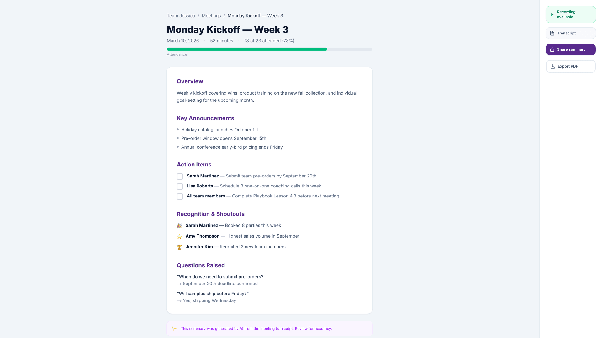 AI meeting notes